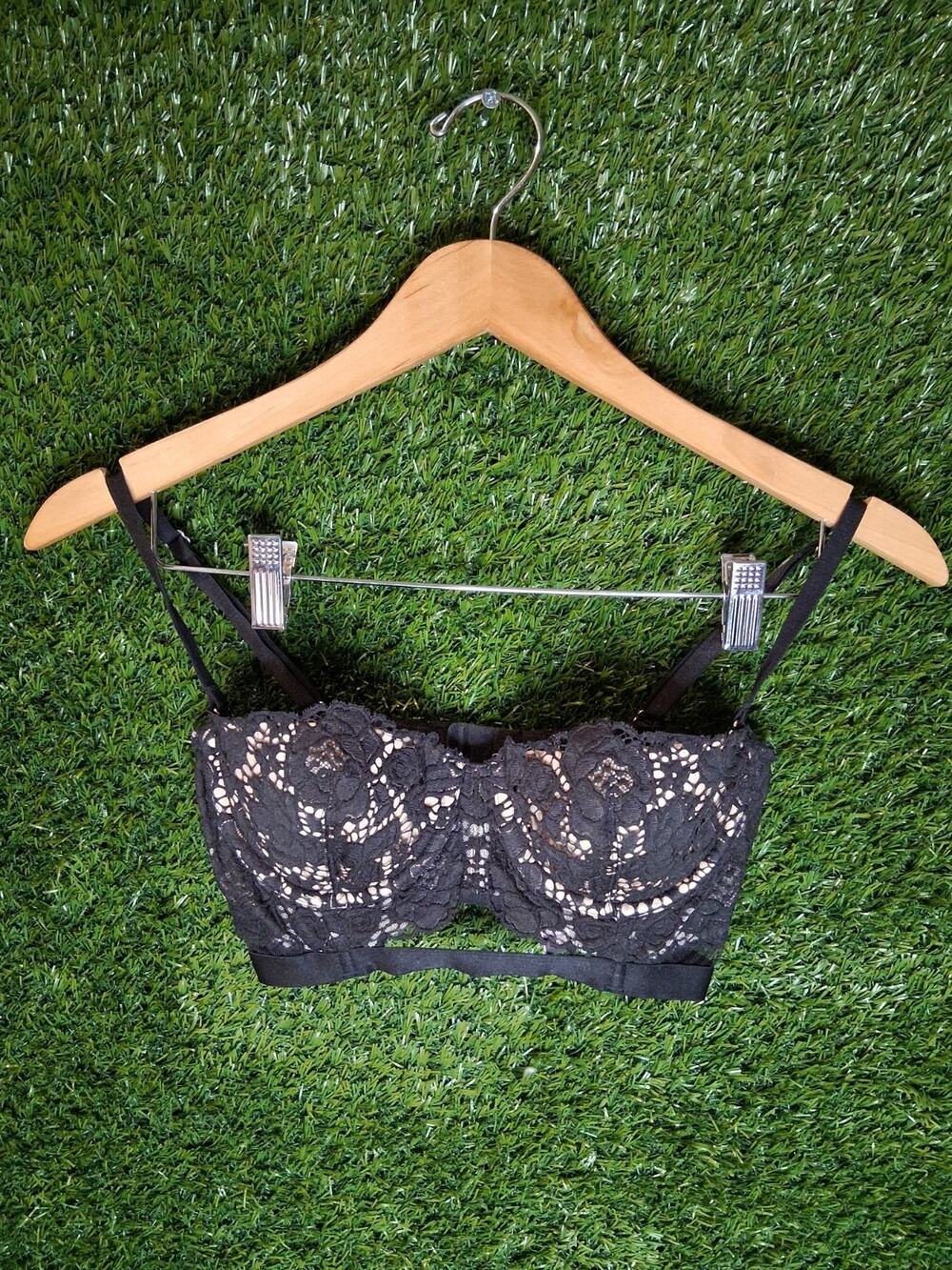 Victoria's Secret Very Sexy Multi-Way Lace Balconette Longline Bra Black 32C